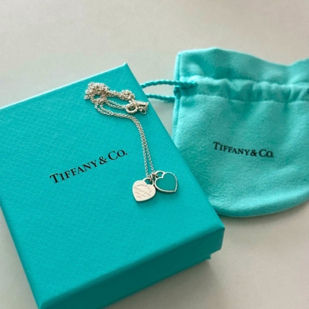Authentic Tiffany & CO. Return To Tiffany Double Heart Tag Necklace Mini